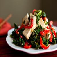 Spicy Stir-Fried Tofu With Kale and Red Pepper image