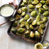 Garlic-Roasted Brussels Sprouts with Mustard Sauce image
