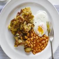 Ham & potato hash with baked beans & healthy 'fried' eggs image
