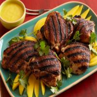 Jerk Rubbed Chicken Thighs with Home-Made Mango-Habanero Hot Sauce image
