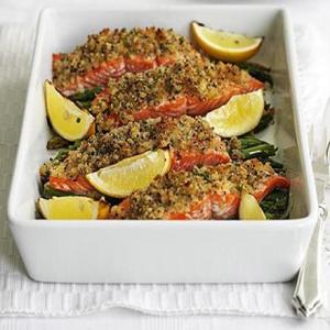 Pepper & lemon crusted salmon with asparagus image