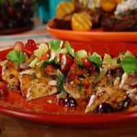 Grilled Chicken Salad with Apricot Glaze, Homemade Mustard Vinaigrette and Grape Salad image