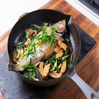Steamed Striped Bass with Ginger and Scallions image