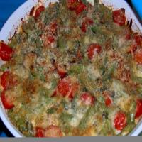 Green Bean Gratinate With Cherry Tomatoes, Mozzarella and Basil image
