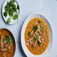 Curried Yellow Split Pea Soup with Spiced Coconut image