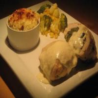 Spinach and Boursin Stuffed Chicken With Alfredo Sauce image