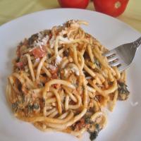 Creamy Tomato and Spinach Pasta image