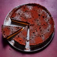 Dark chocolate & passion fruit tart image