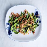 Stir-Fried Asparagus With Bacon and Crispy Shallots image