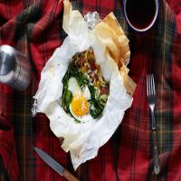 Breakfast Foil Packs With Hash Brown Potatoes, Sausage, and Scallions image