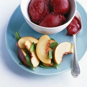 Raspberry & red wine slush with peach salad_image