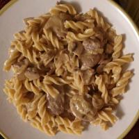 Pork with Linguine and Blue Cheese Mushroom Sauce image