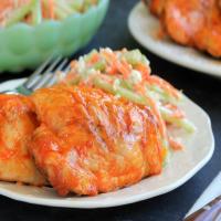 Grilled Buffalo Chicken Thighs with Blue Cheese Slaw_image