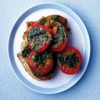 Grilled pesto tomatoes on toast image
