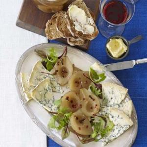 Pickled pears & cheese platter image