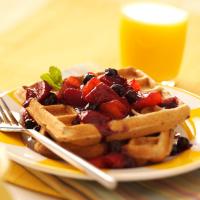 Waffles with Peach-Berry Compote image