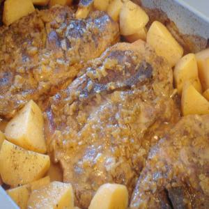 Old Country Style Pork Chops and Potatoes image