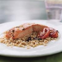 Wild Salmon with Pearl Couscous, Slow-Roasted Tomatoes, and Lemon Oregano Oil_image
