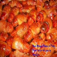 Bacon Wrapped Smokies w/Curry PB Chili Sauce_image