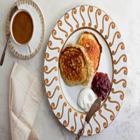 Lemon Poppy-Seed Pancakes with Greek Yogurt and Jam image