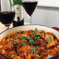 Sausage, lentil and sweet potato casserole image