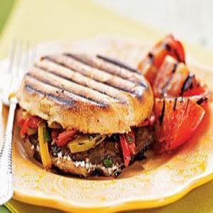 Grilled Portobello, Bell Pepper, and Goat Cheese Sandwiches_image