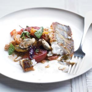 Roasted Black Bass with Mussels Panzanella_image
