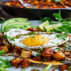 Chorizo and Potato Tostadas with Fried Eggs_image
