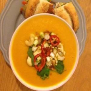 Spicy Sweet Potato, Squash and Carrot Soup image