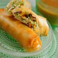 Shrimp Spring Rolls with Spicy Apricot Mustard Dip_image
