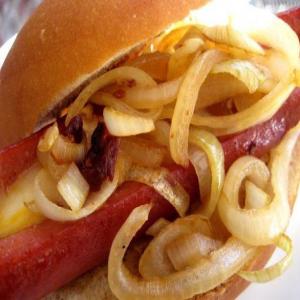Cheese-Stuffed Hot Dogs With Spicy Onions - Rachael Ray_image