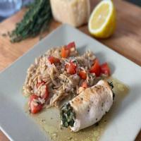 Chicken Florentine Roll-Ups with Lemon-Thyme Orzo Pilaf_image