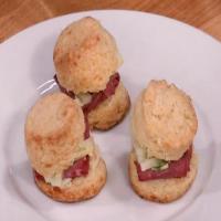 Irish Cheddar Scones with Corned Beef and Apple Slaw image