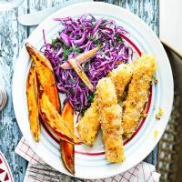 Crispy cod fingers with wedges & dill slaw image