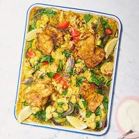 Curried chicken & baked dhal_image