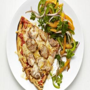 Grilled Sausage Pizza with Bell Pepper Salad image