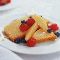 Almond Cornmeal Cake with Peach and Berry Compote image