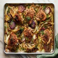 Sheet-Pan Roast Chicken and Mustard-Glazed Cabbage image