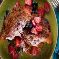 Stuffed French Toast with Fresh Strawberry Jam and Blueberries image