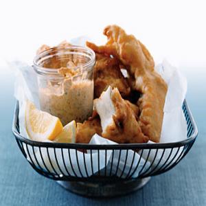 Beer-Battered Fish with Smoked-Paprika Mayonnaise Recipe | Epicurious.com_image