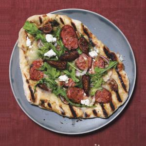 Grilled Sausage and Fig Pizza with Goat Cheese Recipe | Epicurious.com_image