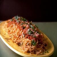 Spaghetti with Olives and Tomato Sauce image