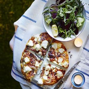 Goat's cheese & caramelised onion frittata with a lemony green salad_image