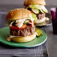 Griddle Burger with 18000 Island Dressing and Quick Pickles image