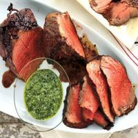 Char-Grilled Beef Tenderloin with Three-Herb Chimichurri_image