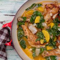 Cane Vinegar Chicken with Pearl Onions, Orange & Spinach image