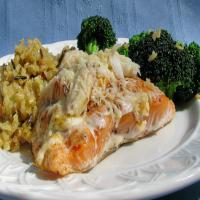 Baked Salmon Topped With Crab image
