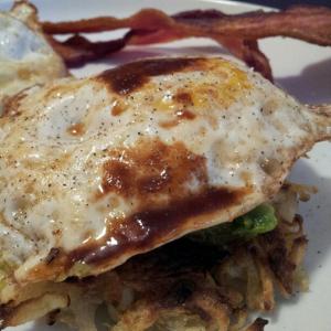 Potato Pancakes With Avocado Mash and Eggs_image