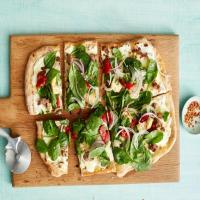 Sausage Pizza With Spinach Salad image