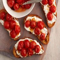 Blistered Cherry Tomatoes with Parmesan Yogurt and Toasted Bread image